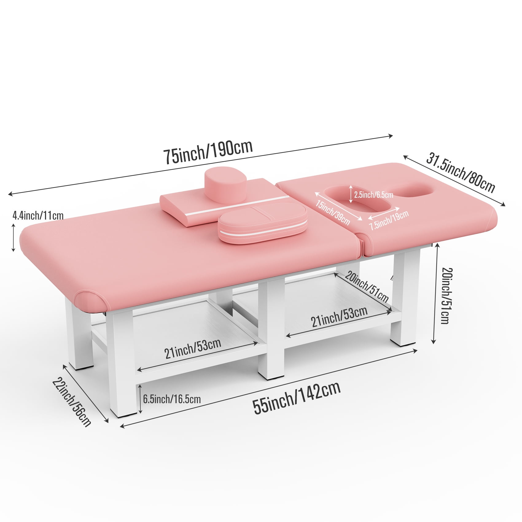 Miniyam 80" - High Quality Furniture Beauty Salon Beauty Bed Modern Segmented Structure Massage Bed - Pink