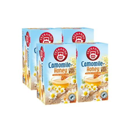 Teekanne Camomile Honey Tea Herbal Tea Caffeine Free Naturally Flavored Classic Herbal Tea with 20 Individually Wrapped Tea Bags Per Box Soothing Delicious Beverage Pack of 4