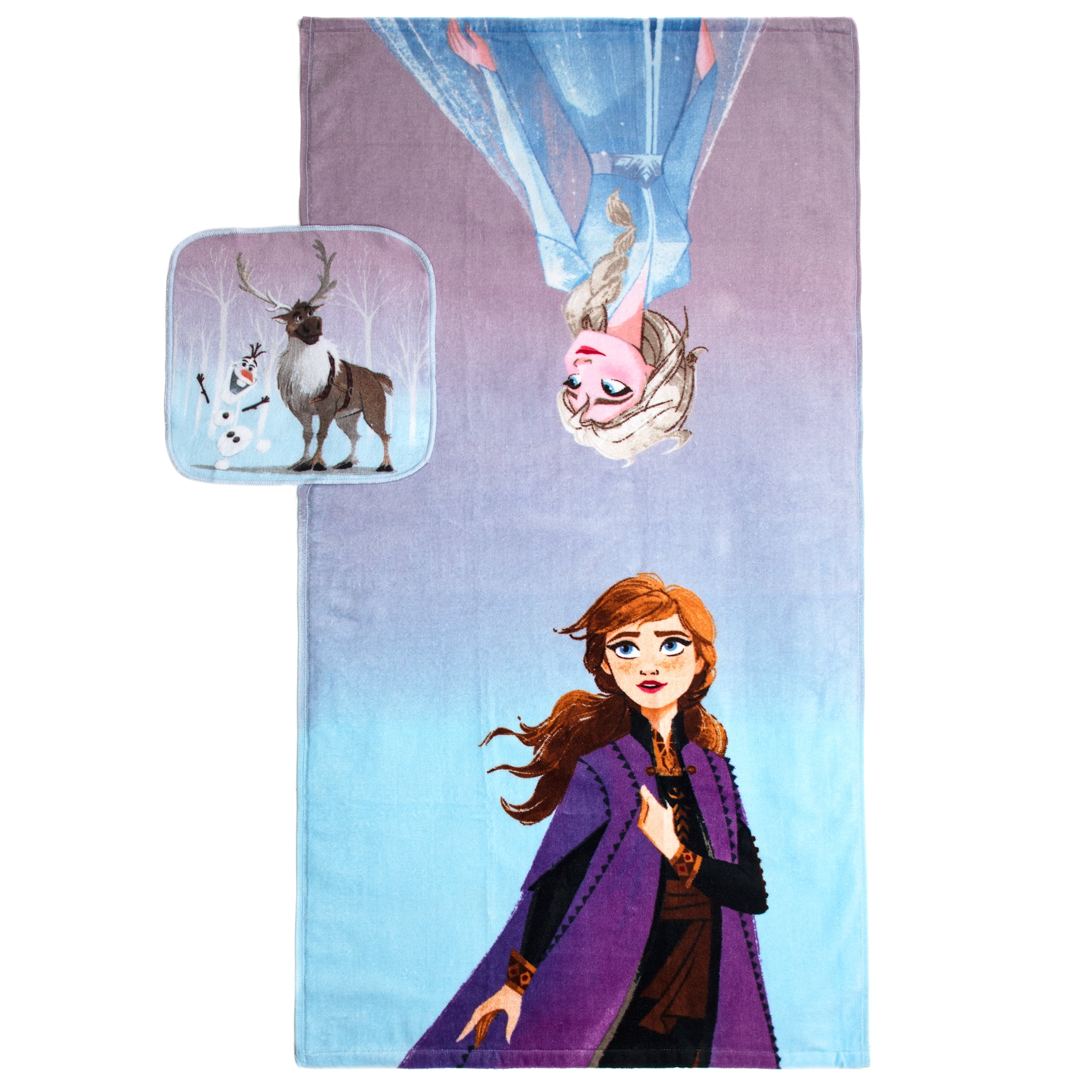 Disney Frozen 2 Hooded Towel Poncho 100% Cotton Anna Elsa Olaf Kids 