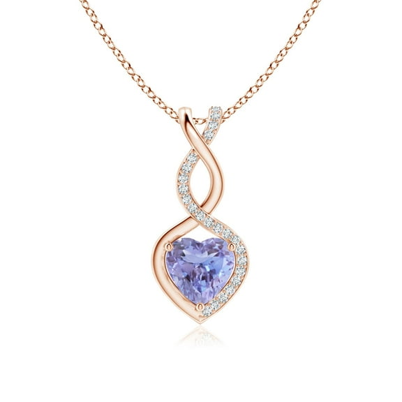 Angara Necklace - Natural Heart-Shaped 1.25 ct Tanzanite Infinity Necklace with Diamond in 14K Rose Gold for Women (Size-7mm) | December Birthstone, Birthday, Anniversary, Jewelry Gift for Women