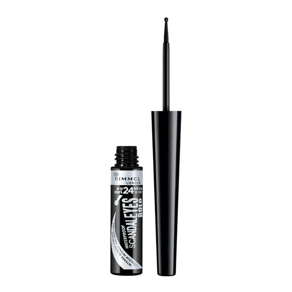Rimmel Scandaleyes Bold Liquid Eyeliner, intense glossy colour, lightweight, waterproof formula, up to 24H wear, 100% Cruelty-Free