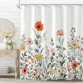 thumbnail image 3 of Floral Shower Curtain, Watercolor Flower Pretty Colorful Wildflower Fabric Decorative Shower Curtains with 12 Hooks for Bathroom 72 ×72 Inch, 3 of 6