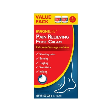 MagniLife Pain Relieving Foot Cream Soothing Relief for Soreness, Pain, Burning, Tingling, Itching or Sensitivity in Feet & Legs - All-Natural Moisturizing Topical - Petroleum-Free - 8oz Tube