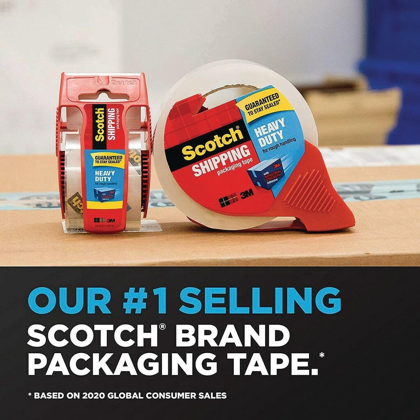 Scotch Heavy Duty Shipping Packing Tape with Dispenser, 1.88-inch W x 22 yds., Clear, 6/Pack 142-6