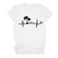 thumbnail image 2 of Quinlirra Womens Tops Clearance Under $5 Summer Beach Printed T-shirt with Round Neck and Short Sleeved Top, 2 of 3