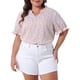 thumbnail image 1 of Blusas de verano casuales de mujer Agnes Orinda en talla grande, con estampado floral, cuello en V, mangas cortas con volantes, 3X, color rosa, 1 of 8