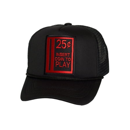 Top Headwear Men's Insert Coin to Play Trucker Hat - Retro Video Games Snapback Cap, Black