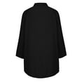 thumbnail image 5 of Mohiass Womens Cotten Linen Blouse Summer Casual 3/4 Sleeve Shirts Loose Fit Oversized Tshirts Tunic Tops with Pockets Black M, 5 of 5
