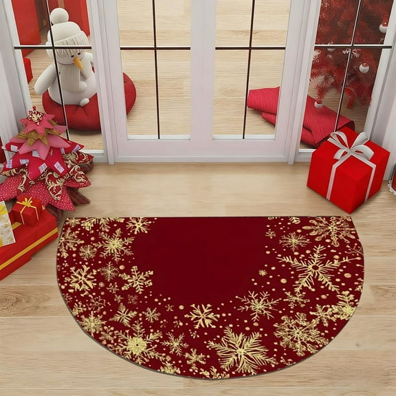 Nkmbld Christmas Door Mat Outdoor, Christmas Carpet Entrance Door Semicircle Floor Mat Household Absorbent Nonslip Floor Mats Dirt Proof Bath Mat