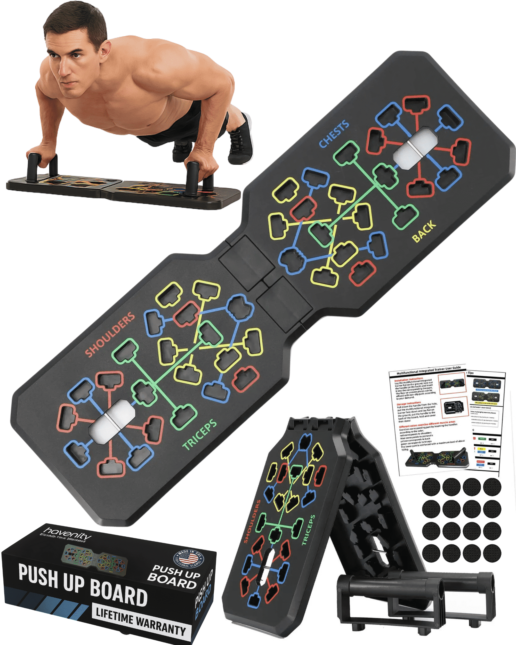 Planche De Pompes Pliable 12 En 1 - Pour Musculation Maison - Cible Poitrine, épaules, Triceps - Portable, ABS Robuste