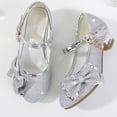 thumbnail image 5 of Fesfesfes Girls Sequined Toe Cap Shoes Princess Style High Heels for Parties,Glitter Dress Shoes for School Performances,Cute Low Heel Sandals(Silver,12 Years), 5 of 7