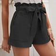 thumbnail image 5 of Gbsyewxs Women Shorts High Elastic Waist Lace Up Solid Color Casual Summer Shorts For Women Black, 5 of 8