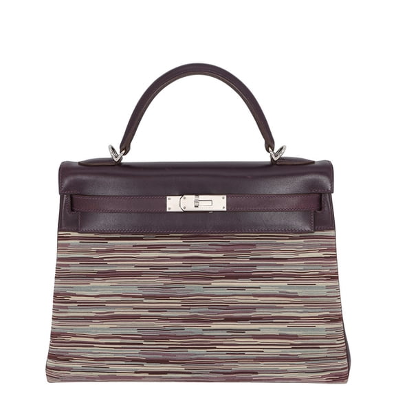 Pre-Owned Hermes Kelly 32 Handbag, Inside Stitching, Raisin Multicolor Vibrato Box Calf, J...