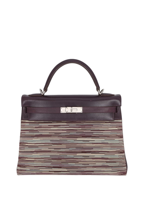 Pre-Owned Hermes Kelly 32 Handbag, Inside Stitching, Raisin Multicolor Vibrato Box Calf, J...