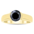 thumbnail image 1 of SZUL Women's 1 1/2 Carat Half Bezel Black Diamond Solitaire Ring in 10K Yellow Gold, 1 of 5