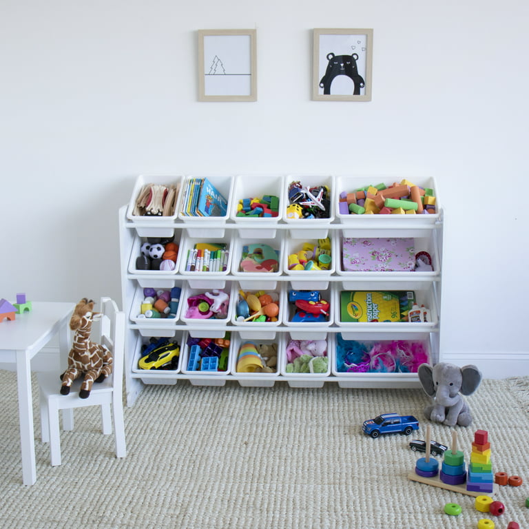 Extra Large Kids' Toy Storage Organizer with 20 Storage Bins Espresso/White  - Humble Crew