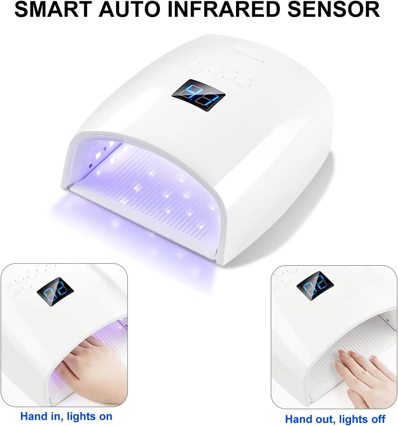 PRYZUNA Rechargeable UV LED Nail Lamp – 66W Nail Dryer with LCD Screen, 4 Timer Settings, Nail Art Tool for Home & Salon Manicure