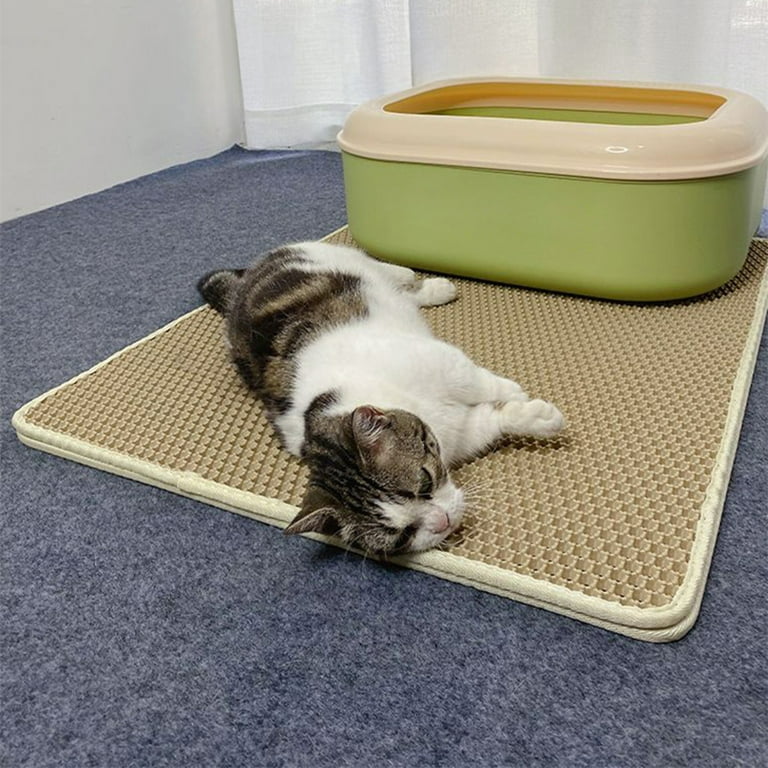 ZALALOVA 24 x 15 inch Cat Litter Mat Kitty Litter Trapping Mat, Honeycomb  Double Layer Urine Waterproof, Easier to Clean Litter Box Mat, Soft on  Paws