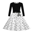 thumbnail image 4 of oqasdz Robes pour Filles Robe de Fête Imprimée avec Lacets devant Manches Longues et Dos Élastique Fermeture Éclair pour Fête de Vacances, 4 of 5