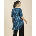 thumbnail image 3 of Moomaya Womens Printed Round Neck With Button Placket Long Summer Tunic Top, 3 of 8