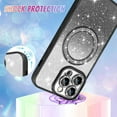 thumbnail image 3 of Compatible with iPhone 14 Pro Max 6.7 Inch Case Support for MagSafe, Plating Diamond Glitter Magnetic Case 2* Screen Protector Camera Protection Back Cover for iPhone 14 Pro Max Case -Black, 3 of 12