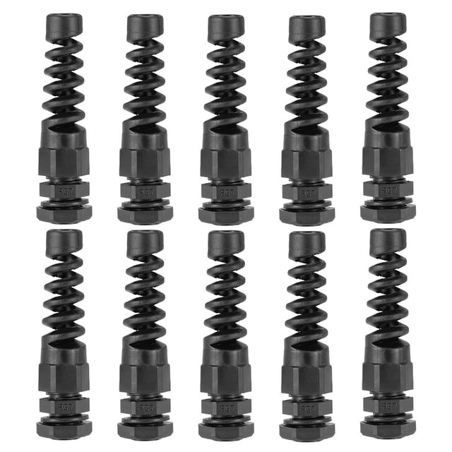 Uxcell PG7 Cable Gland 3mm6.5mm Wire Hole Waterproof Nylon Joint Adjustable Locknut Black 10 Pieces
