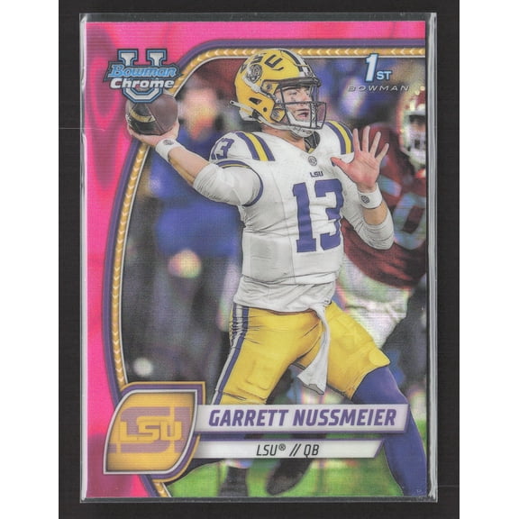 2024 Bowman Chrome University Pink 1st Bowman Garrett Nussmeier #5 LSU Tigers Football Card