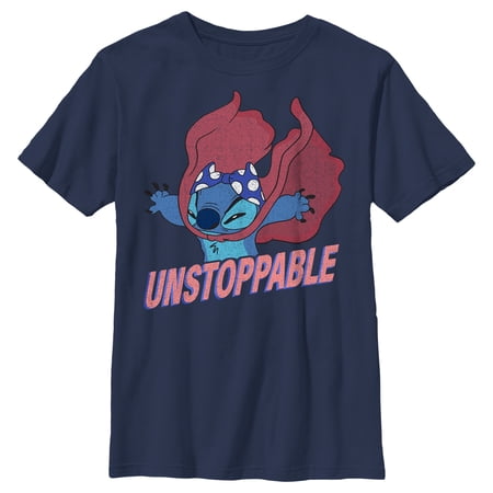 Boy s Lilo & Stitch Unstoppable Stitch Graphic Tee Navy Blue Medium