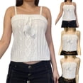 thumbnail image 4 of Women Y2k Cut Out Knit Camis Spaghetti Strap Crop Top Slim Fit Backless Camisole Mini Vest Harajuku Streetwear White, 4 of 6