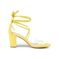 thumbnail image 3 of BLISSFUL STEP Women's Clear Strap Block Heel Lace up Heels Sandals Yellow (Size 6), 3 of 7