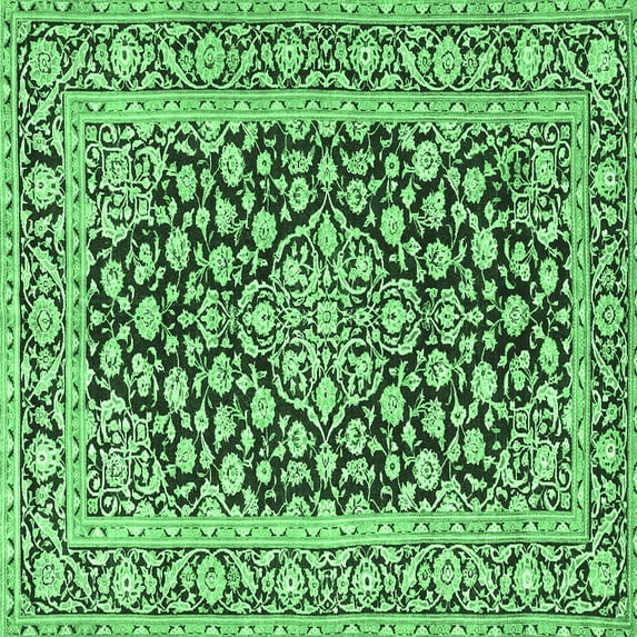 Ahgly Company Indoor Square Persian Emerald Green Traditional Area Rugs, 7' Square