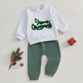 thumbnail image 3 of HCNTES Baby Boy Winter Clothes 6 12 18 24 Months 2T 3T Fall Christmas Outfits Long Sleeves Letter merry Christmas Embroidery Sweatshirt Drawstring Pants Set, 3 of 7