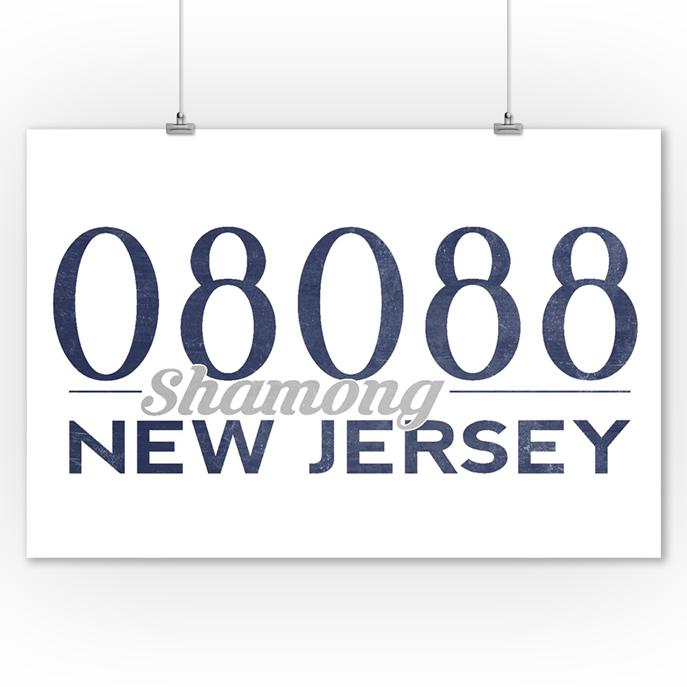 Shamong, New Jersey 08088 Zip Code (Blue) Lantern Press Artwork