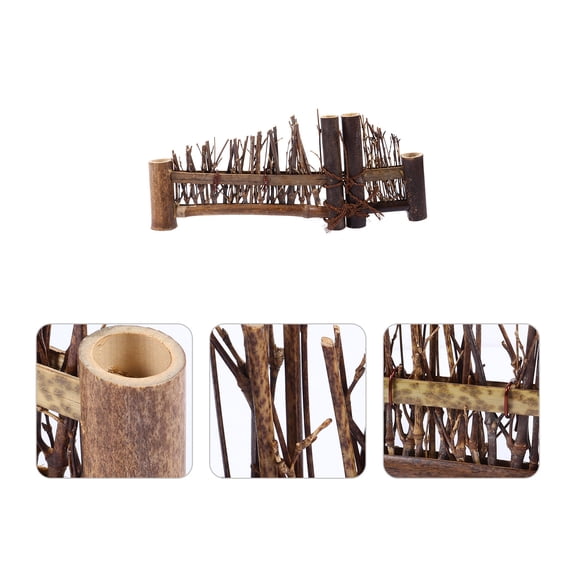 TEHAUX Wooden Landscape Edging Border Fence, Coffee Wood Garden Fence Ornament, Outdoor Yard Decoration, 1 Set