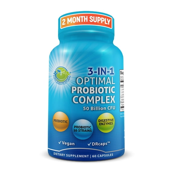 Vegan Probiotics with Digestive Enzymes & Prebiotic for Women & Men's Gut Health, Supplements Studio