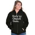 thumbnail image 4 of Body By Chips Guacamole Funny Saying Unisex Fleece Graphic Zip Up Hoodie Brisco Brands 2X, 4 of 5