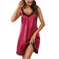 thumbnail image 5 of Linfrsh Women Satin Nightgown Soft Lingerie Dress Sexy Sleepwear Spaghetti Strap Chemise Nightwear ,L, 5 of 7