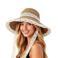 thumbnail image 2 of Straw Hats for Women Wide Brim Sun Hat Foldable Packable Beach Hat for Vacation Travel, 2 of 5