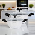 thumbnail image 3 of Flonal Onice Non-Stick Deep Stew Cooking Pot with Glass Lid 5.5 Qt (5.2 L) Forged Aluminum Ceramic Nonstick Stockpot Soup Pot, White, 3 of 8