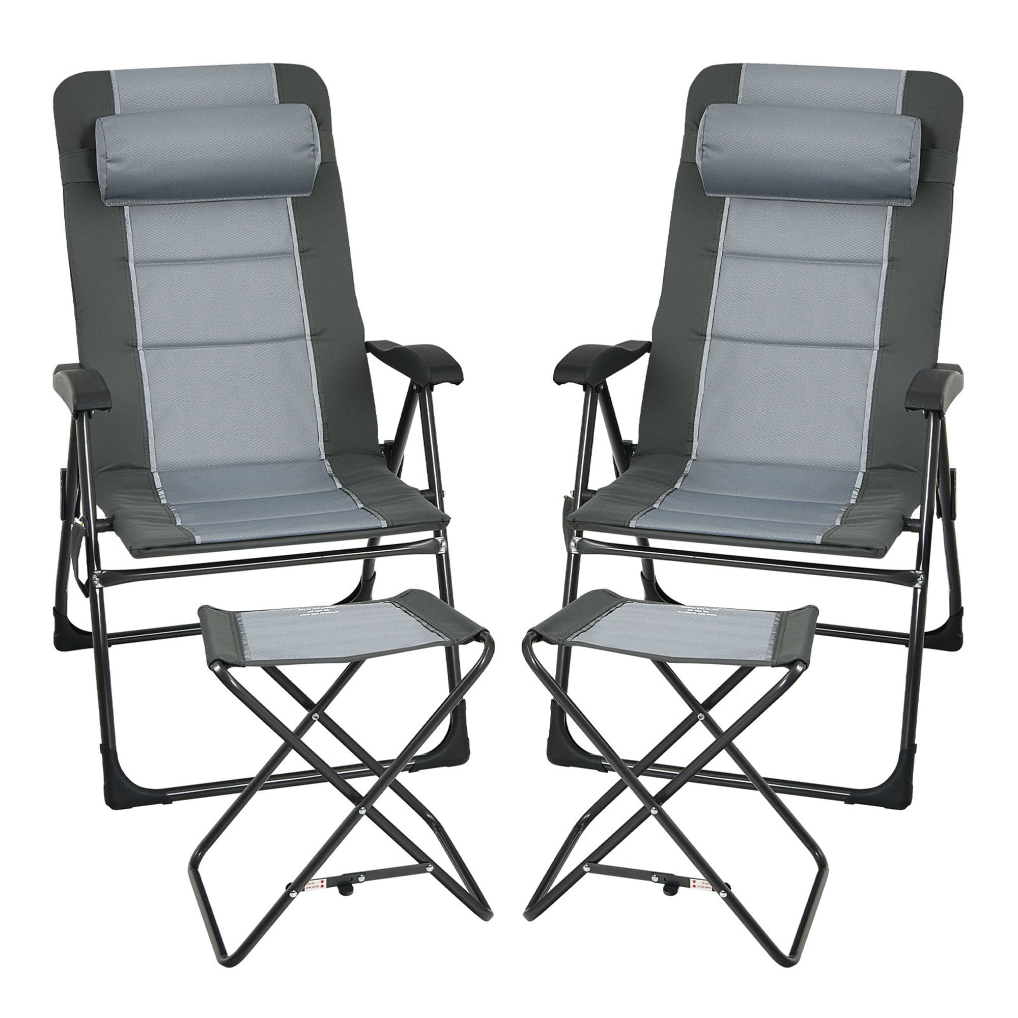 Gymax 4PCS Folding Patio Recliner Chair & Ottoman Set w/ Adjustable