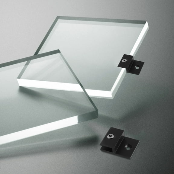 CRAFTHROU 6Pcs Glass Clamp Holder Adjustable Glass Shelf Bracket Black 3.4x2.2x0.5in