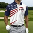 thumbnail image 4 of Men's USA 250th Anniversary Polo Tshirt, Patriotic American Flag Graphic Tee, Golf Polos with Dynamic Stripe Patterns and Breathable Mesh Fabric Blue XL, 4 of 4