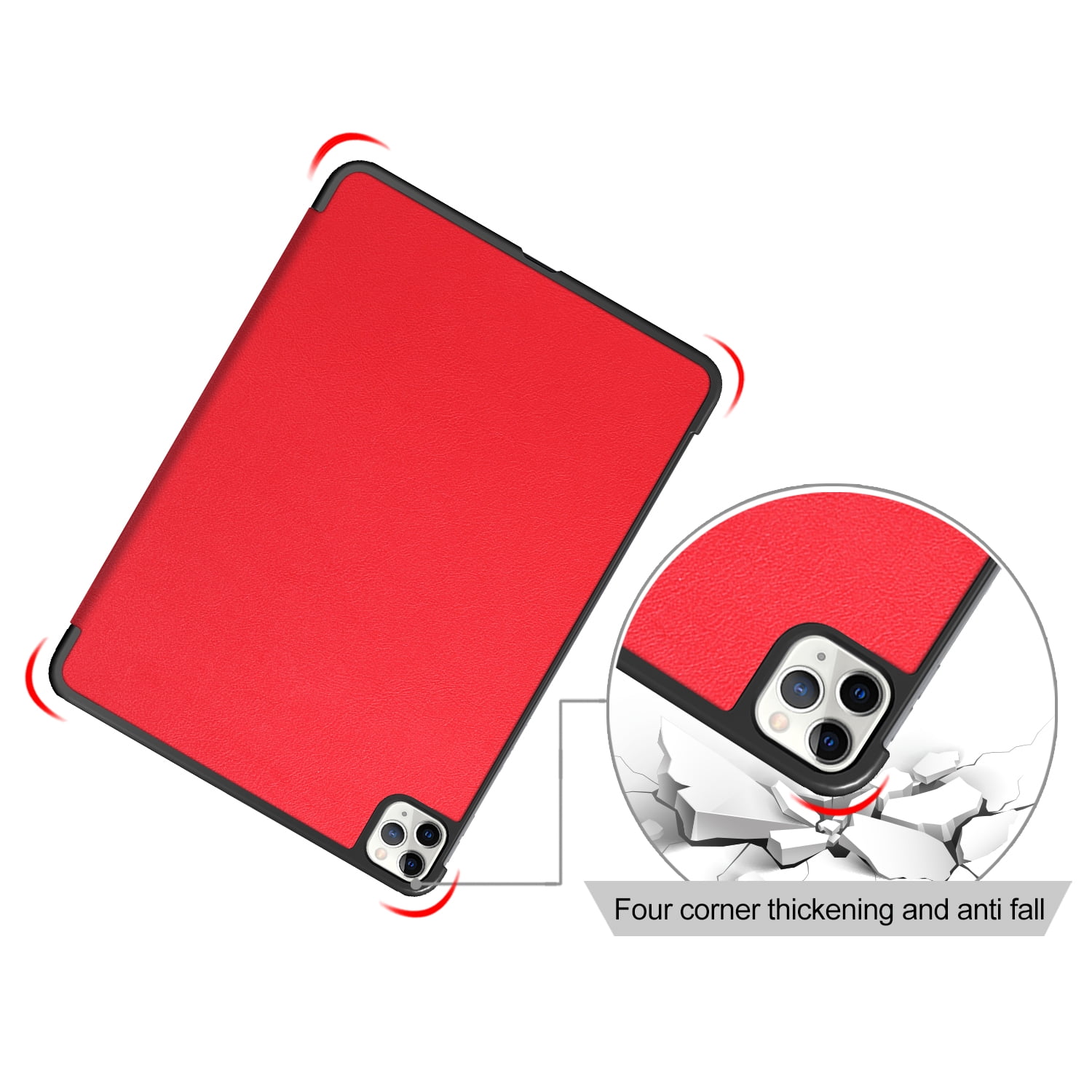 Allytech iPad Pro 11 2020 Case 2nd Generation, Slim Lightweight [Support Apple Pencil Charging] Auto Sleep Wake Trifold Stand Protective Smart Cover Case for Apple iPad Pro 11 Inch 2020 - Red