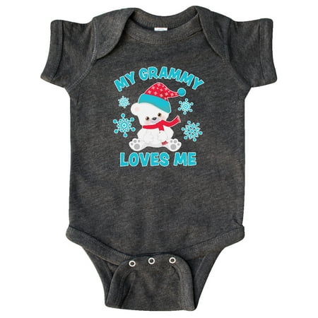 

Inktastic Polar Bear My Grammy Loves Me in Santa Hat with Snowflakes Gift Baby Boy or Baby Girl Bodysuit