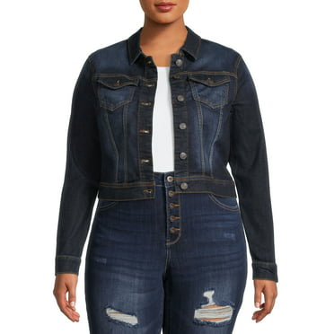 New Look Juniors' Plus Size Distressed Denim Jacket - Walmart.com