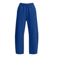 thumbnail image 3 of Riecok Barrel Leg Sweatpants Women Elastic High Waist Fleece Pants Pull on Wide Leg Sweat Pant Workout Winter Trouser with Pockets Navy 2XL, 3 of 8