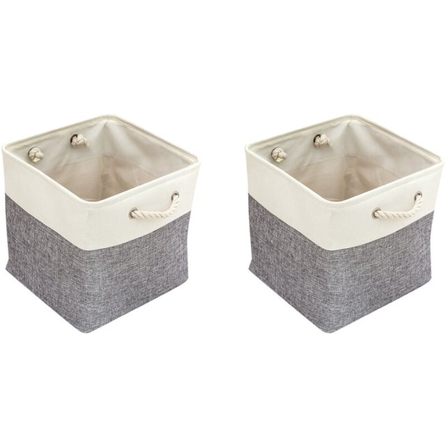 2 piezas de cestas de almacenamiento plegables, soporte de almacenamiento, caja de almacenamiento para niños, estante para guardería, armario, guardarropa (gris claro)