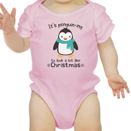 christmas it s penguin ing funny baby girl bodysuit pink first