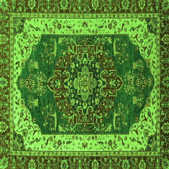Ahgly Company Indoor Square Abstract Green Modern Area Rugs, 6' Square