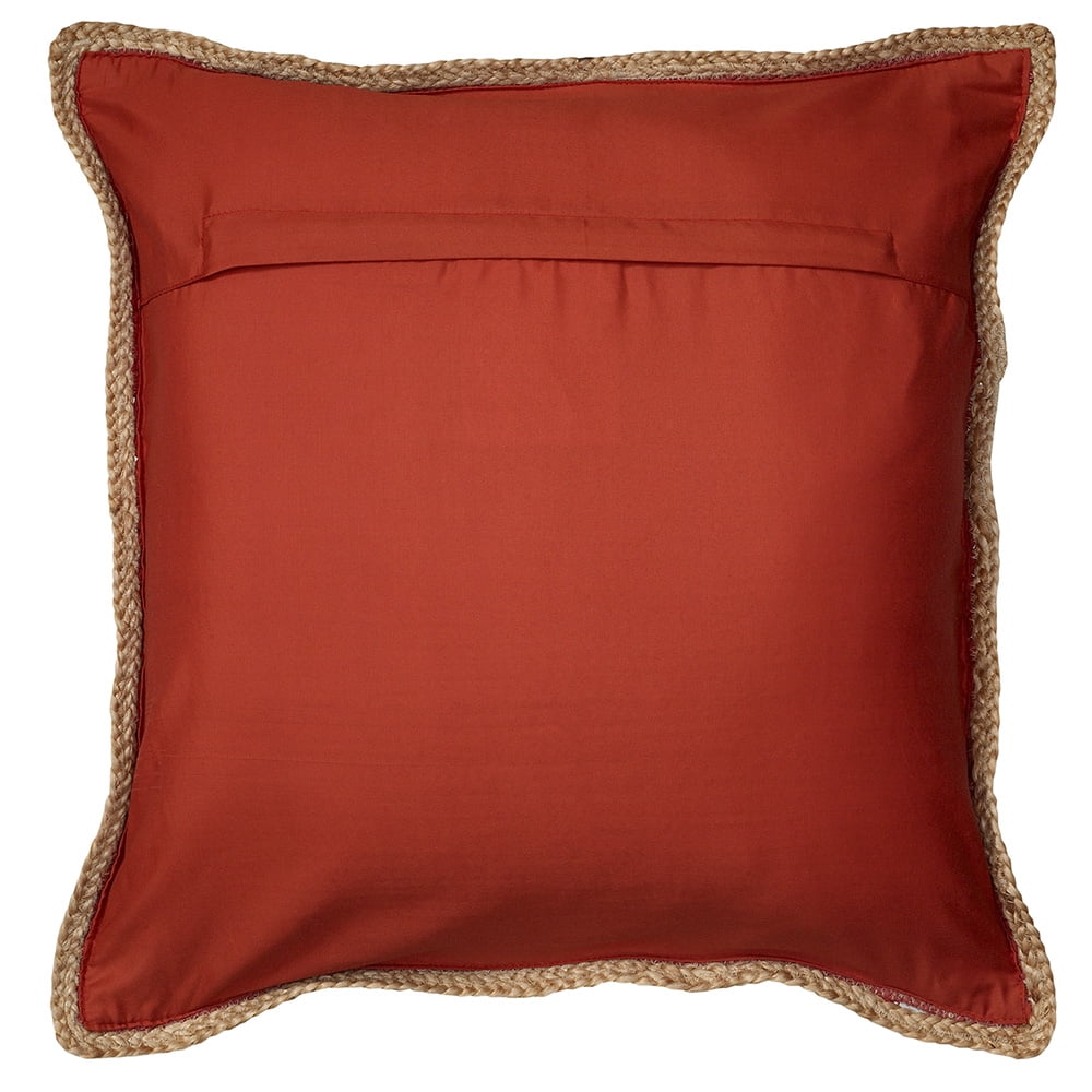 Ox Bay Ringo 20" x 20" Red Jute Bordered Cotton Adult Decorative Throw Pillow Cover